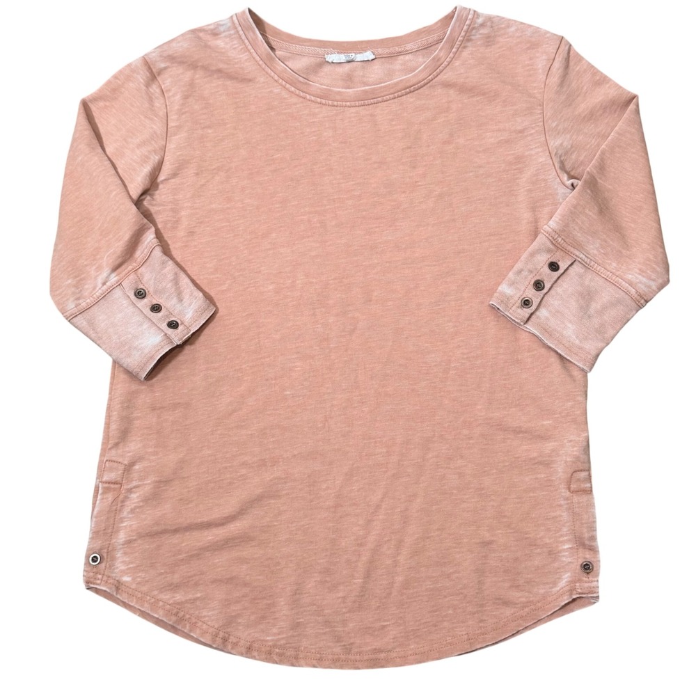 Vintage Wash Garment Dyed French Terry Blush Tunic (M) Soft Cozy Casual Feminine